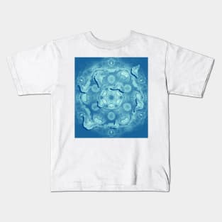 Butterflies and mystical mandala on blue Kids T-Shirt